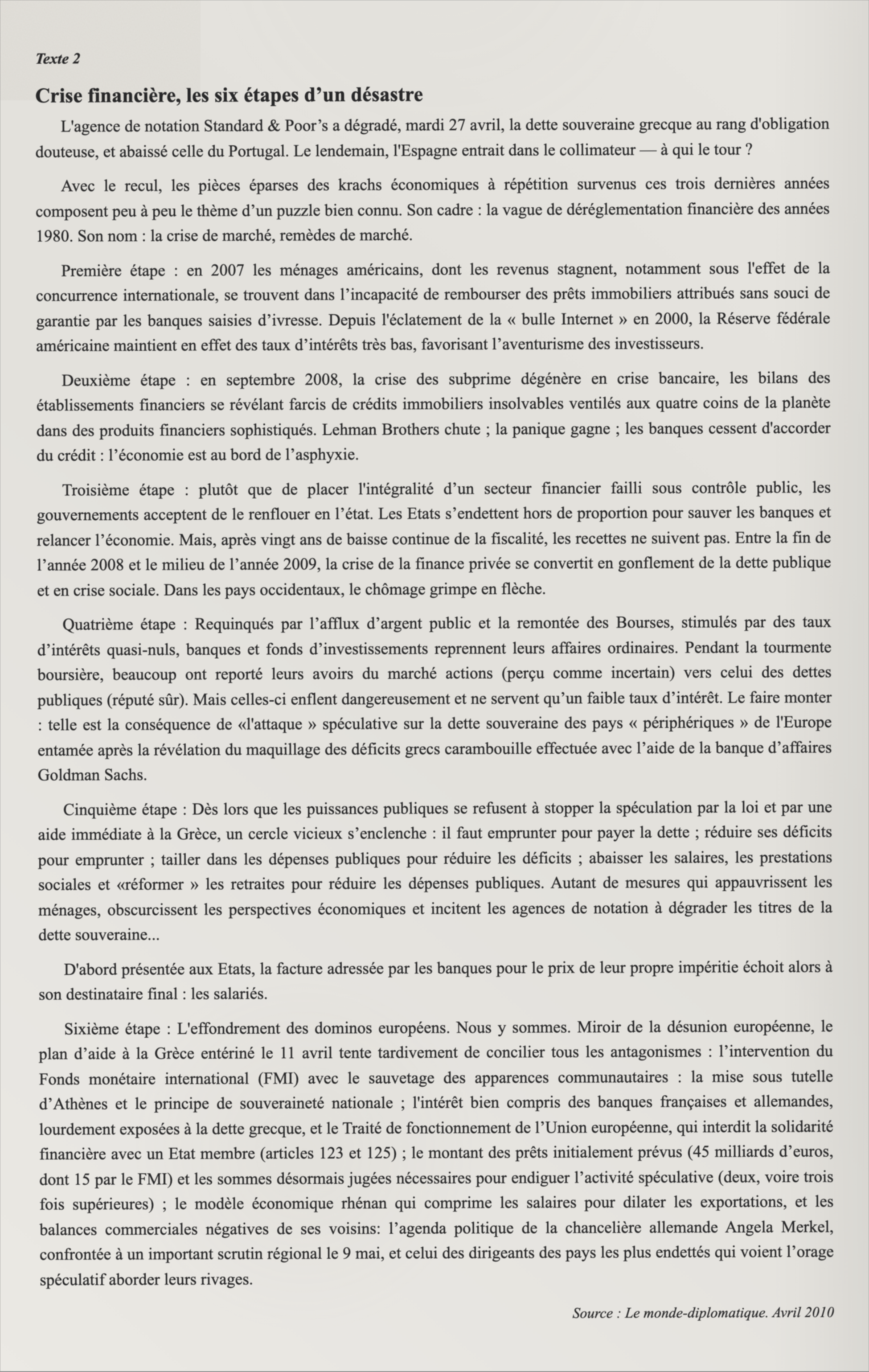Texte 2 de mémorisation — TAFEM 2010