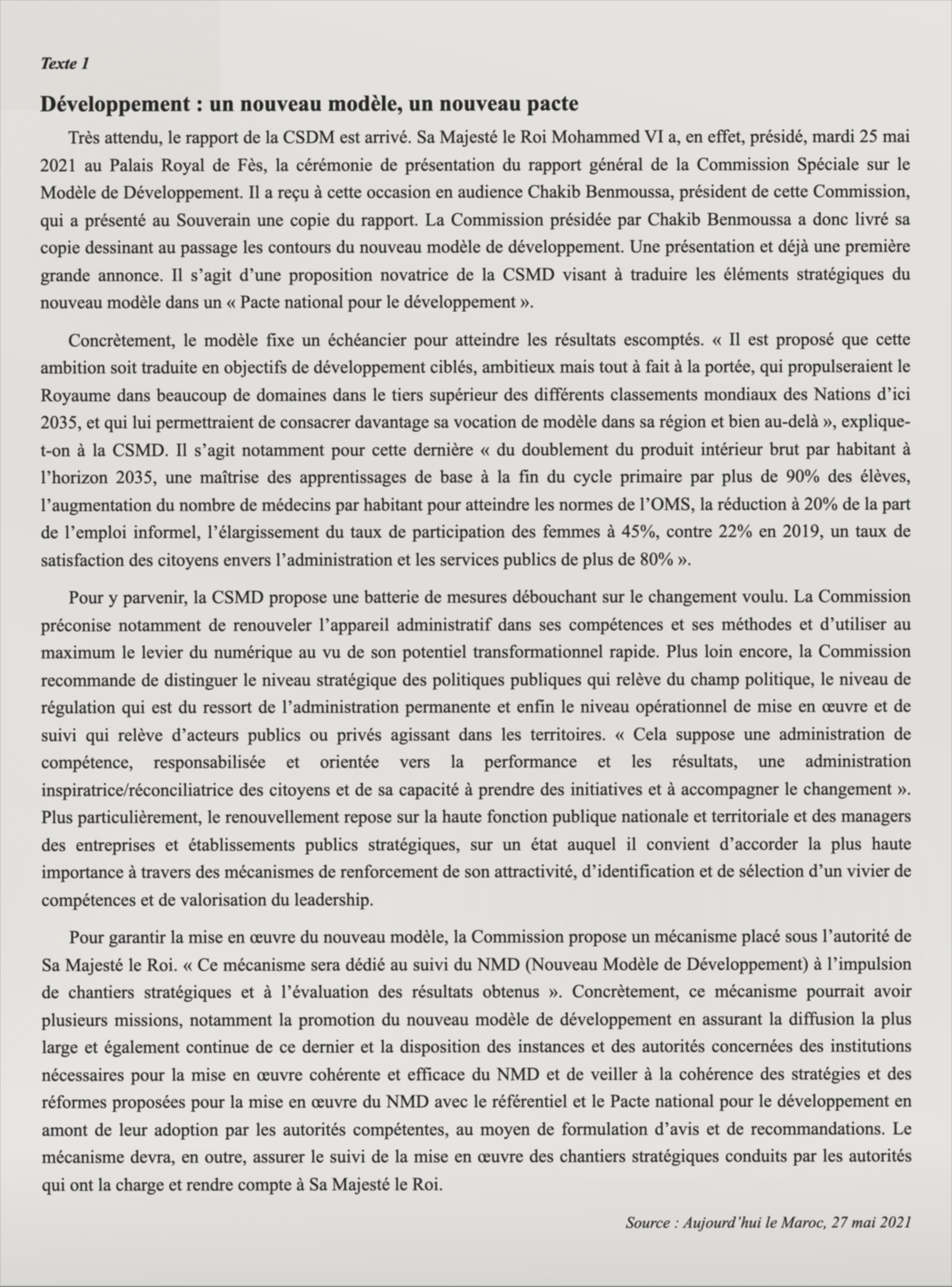 Texte 1 de mémorisation — TAFEM 2021