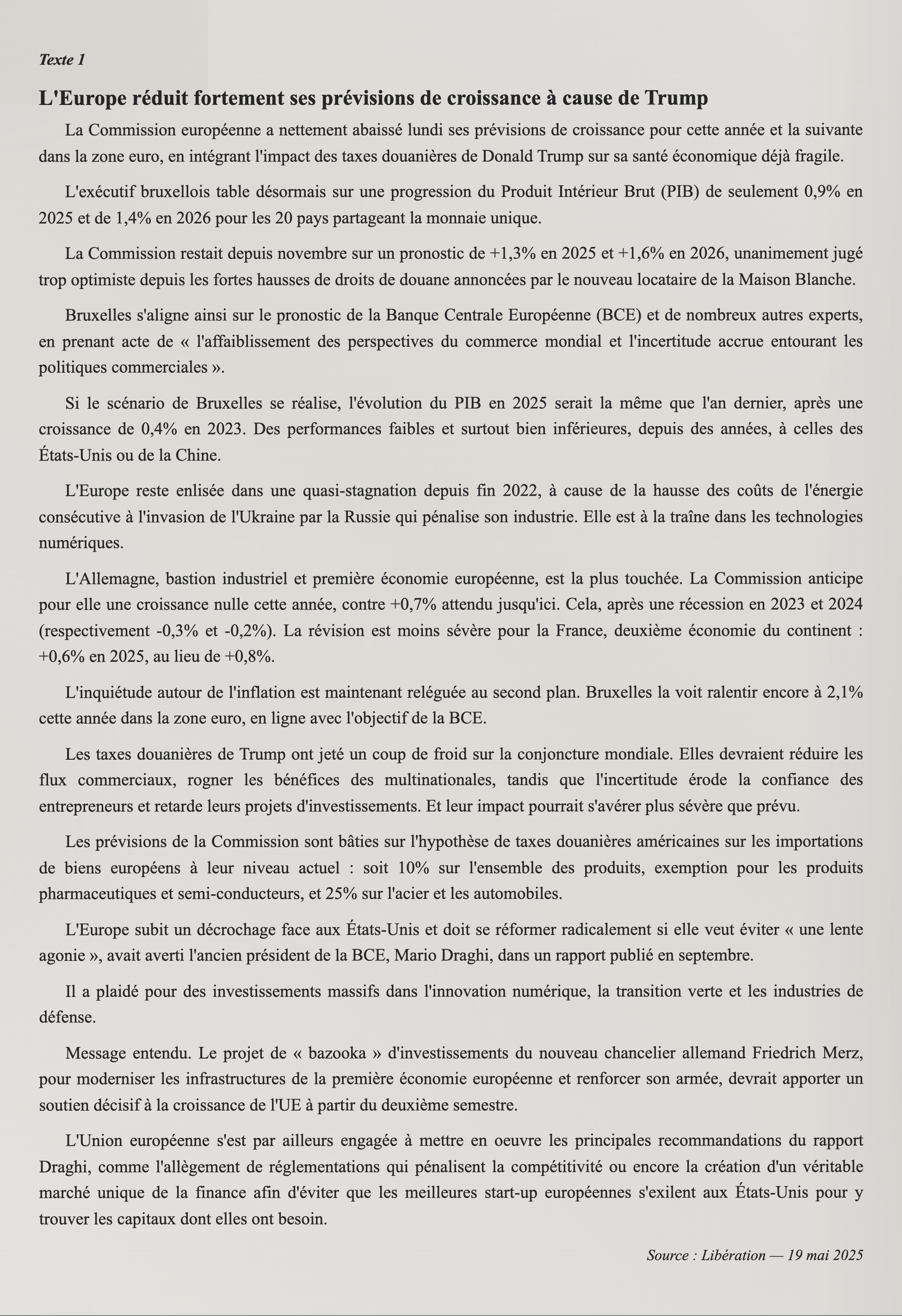 Texte 1 de mémorisation — TAFEM 2025