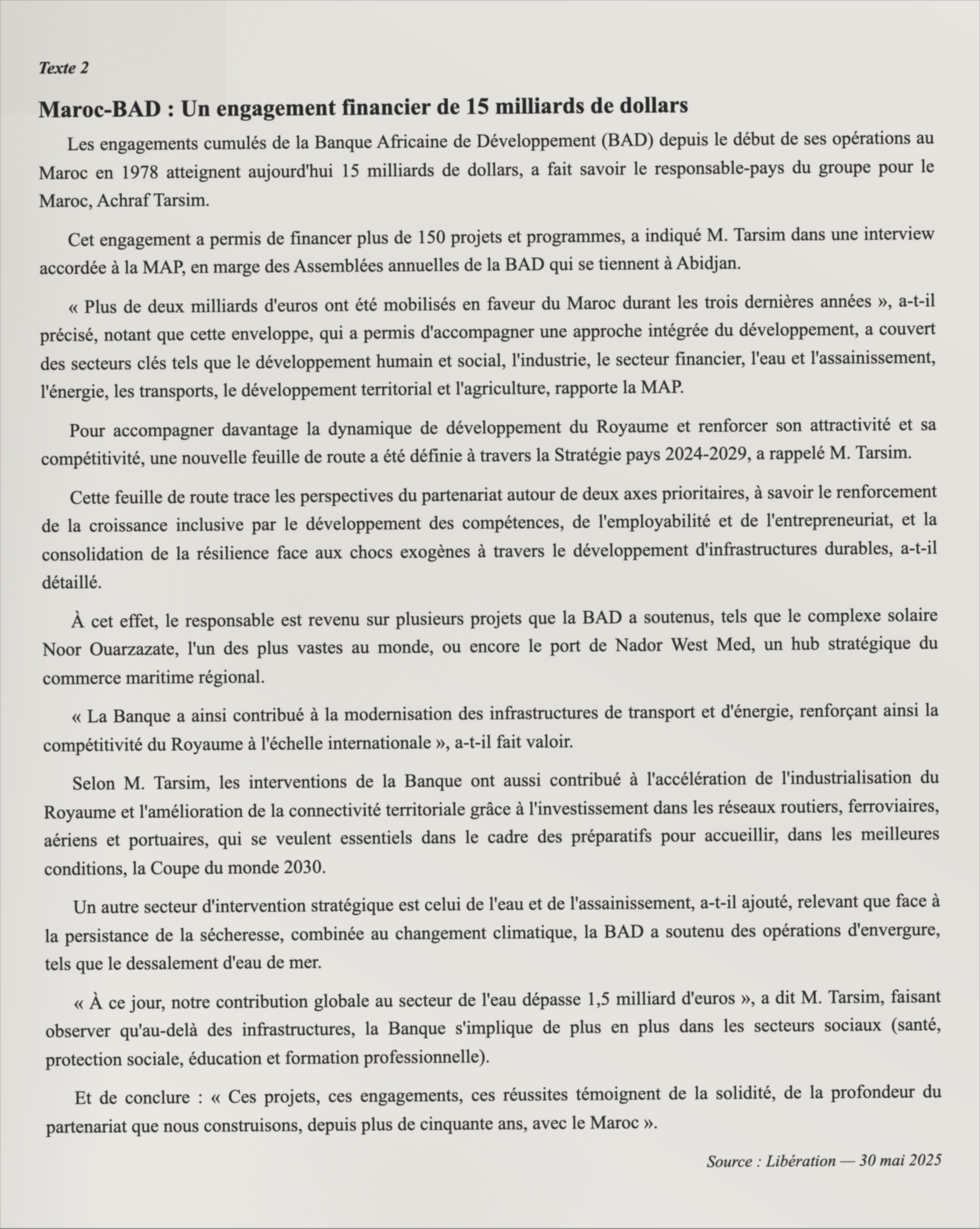 Texte 2 de mémorisation — TAFEM 2025